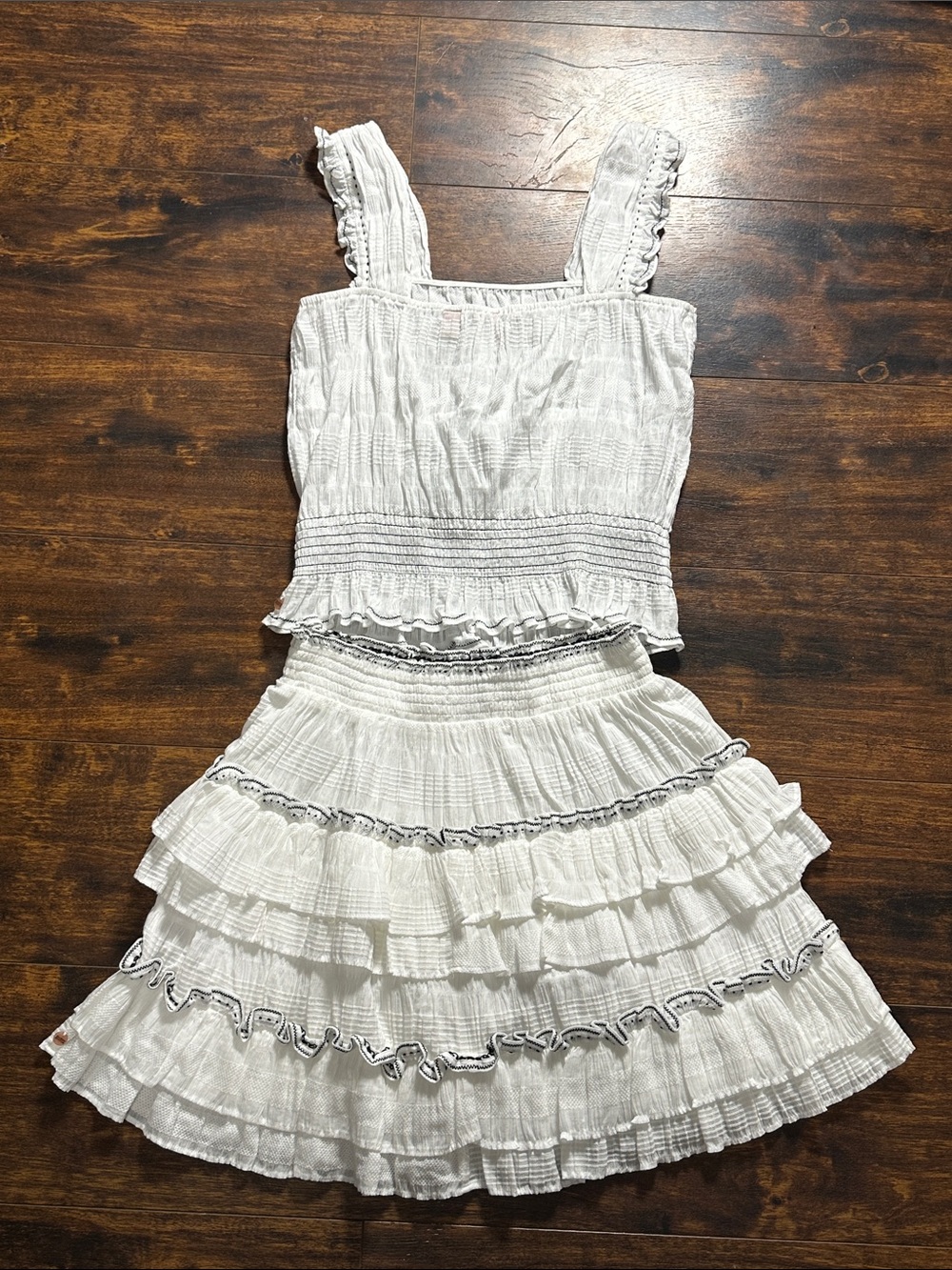 ✨ Scotch & Soda Maison Scotch White Tiered Ruffle 2-Piece Set Sz M - Picture 4 of 11